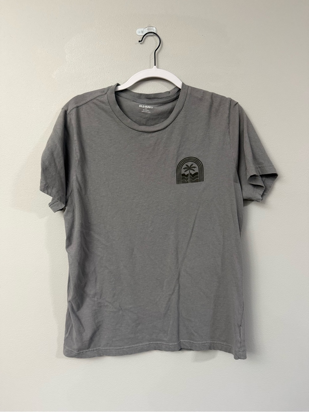 Old Navy Men's Gray Graphic Palm Short Sleeve Tee